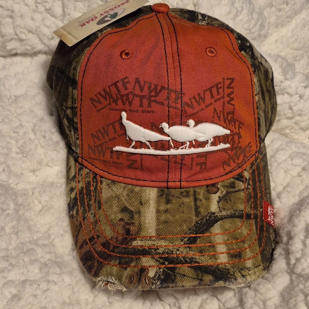 NWTF Turkey Mossy Oak Orange Stretchfit Hat - New